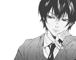 😒 dc3e106f 애니메이션, 만화, 소년, 교복, 십대, 흑백 telegram sticker