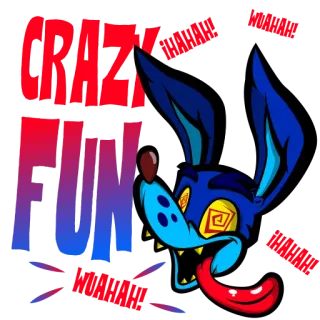 😵‍💫 0cb62ad5 CRAZY FUN 만화, 미친, 재미, 강아지, 파란색 telegram sticker