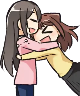 🤗 2a6ca3a8 dibujos animados, amistad, abrazo, anime, feliz telegram sticker