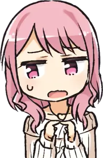 😓 a982cec3 anime, chica, linda, pelo rosa, expresión, preocupada telegram sticker
