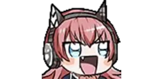 😺 23114e0a Anime, Kartun, Gadis, Chibi, Lucu, Headset, Rambut Pink, Tanda Seru telegram sticker