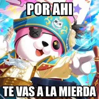 💩 3ccfe051 POR AHI TE VAS A LA MIERDA kartun, beruang, seragam, menunjuk, teks, spanyol, anime telegram sticker