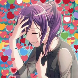 🥰 af750cfe anime, cinta, hati, kasih sayang, rambut ungu telegram sticker