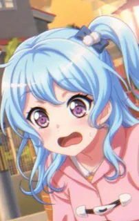 😖 28394405 애니메이션 여자, 귀여운, 충격 받은, 무서워하는, 파란 머리, 만화 telegram sticker