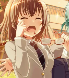 😢 96389cfd 애니메이션, 여자, 교복, 안경, 캐릭터, 귀여운 telegram sticker