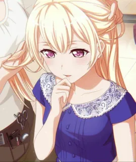 🤔 a94d0b98 애니메이션, 금발, 소녀, 분홍 눈, 귀여운, 만화, 초상화 telegram sticker