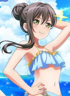 😉 ab1960a1 애니메이션 여자, 비키니, 해변, 여름, 귀여운, 애니메이션 telegram sticker