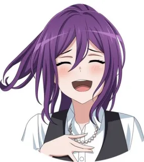 😆 5b52e647 动漫, 漫画, 女孩, 紫色头发, 微笑, 角色 telegram sticker