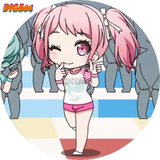 👍 7a938115 DIGXXX Anime, Chibi, Kawaii, Süß, Pinke Haare, Zwinkern whatsapp sticker