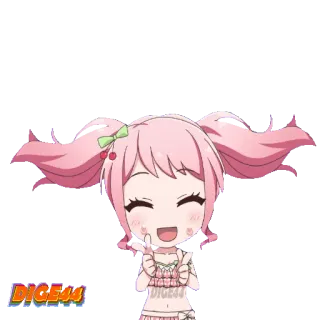 😄 51ea2095 DiCE4U Аниме, Милый, Розовые волосы, Персонаж, Иллюстрация whatsapp sticker