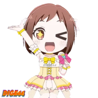 🤩 59097e85 DIGE44 Аниме, Чиби, Милый, Айдол, Блеск, Подмигивание whatsapp sticker