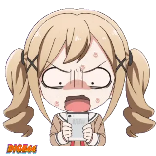 😱 69486662 DIG44 Аниме, Чиби, Мультфильм, Девушка, В шоке, Телефон whatsapp sticker