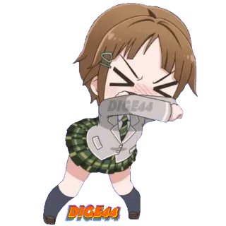 🌬 b51d6682 DICE44 Аниме, Девочка, Чиби, Школьная форма, Милый, Плачущий, Фанатское творчество whatsapp sticker