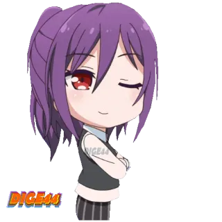 😜 d3fe76d3 DIGE44 аниме, фиолетовые волосы, девушка, чиби, мультфильм whatsapp sticker