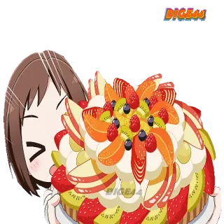 🎂 d45320b6 BIGE44 Аниме, Девушка, Торт, Десерт, Фрукт, Еда whatsapp sticker