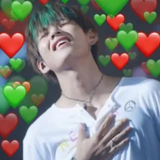 💚 3d9a91bb personne, amour, coeur, affection, cheveux verts, symbole paix telegram sticker