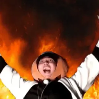 🔥 e7e42a49 homme, feu, hurler, choqué, brûlant, orange, personne telegram sticker