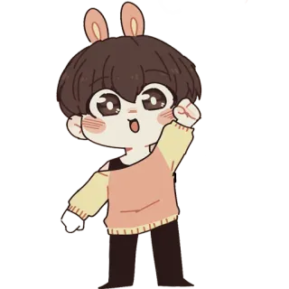 ✊️ 513426aa Cartoon, Anime, Chibi, Niedlich, Hasenohren, Kawaii whatsapp sticker