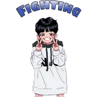 ✌️ 56b33c3e FIGHTING Junge, Cartoon, Kampf, Friedenszeichen, Koreanisch whatsapp sticker