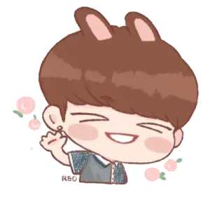 😆 b8a29cf1 Cartoon, Niedlich, Chibi, Hasenohren, Figur, Illustration whatsapp sticker