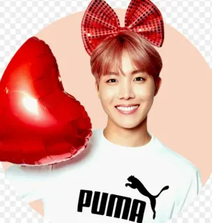 🎈 de3cadc1 J-Hope PUMA kpop, cantante, cuore, rosso, carino, puma, celebrità telegram sticker