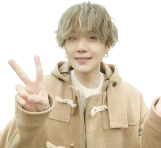 ✌ cbd29f09 Suga Kpop, Idol, Penyanyi, Selebriti, Tanda perdamaian, Lucu telegram sticker