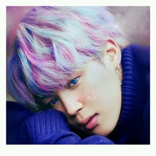 💜 bd48302f Jimin ジミン, K-POP, BTS, アイドル, 歌手, ポートレート, 虹色の髪 telegram sticker