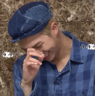 💭 7271147a ㅋㅋㅋ tertawa, korea, pria, topi, senang, lol telegram sticker