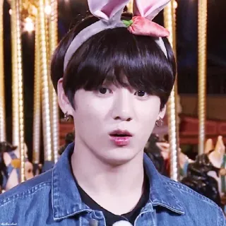 🍃 23bc3502 Jungkook 韩流, 防弹少年团, 兔耳朵, 韩国歌手 telegram sticker