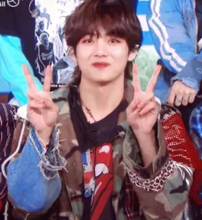 🍃 dd06cc07 V 韩流, 和平标志, V, BTS, 名人, 歌手 telegram sticker