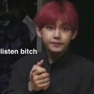 😈 e5053627 listen bitch meme, menyinggung, kpop, sarkastik, reaksi, mendengarkan, jalang telegram sticker