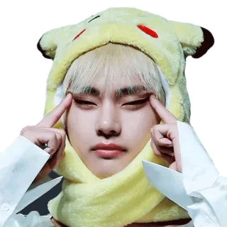 👽 9a1e5700 person, portrait, pikachu, hat, scarf, k-pop telegram sticker