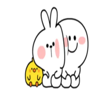 ❤️ 77cbcf19 토끼, 바니, 병아리, 귀여운, 카와이, 만화, 동물, 친구 telegram sticker