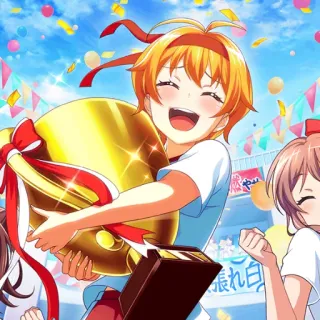 😄 79eb8aff 頑張れ日 アニメ, お祝い, かわいい, かわいい, トロフィー, 笑顔 telegram sticker