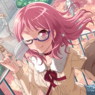 😌 b579fa0b アニメ, 女の子, ピンク髪, 眼鏡, マスク telegram sticker