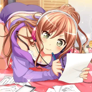 🤔 f5f71a45 アニメガール, ヘッドホン, 執筆, かわいい, カワイイ, アーティスト, キャラクター telegram sticker