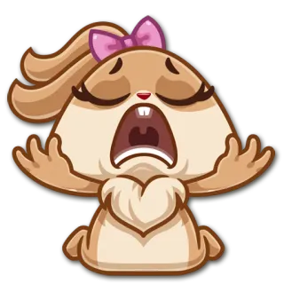 🙌 27acd41e coelho, desenho animado, animal, adesivo, fofo, expressão, laço, coelho telegram sticker