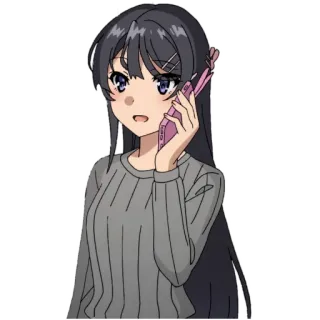🙂 4cdb1425 Mai Sakurajima Rascal Does Not Dream of Bunny Girl Senpai Anime, Bunny Girl, Telefon, Kreskówka telegram sticker