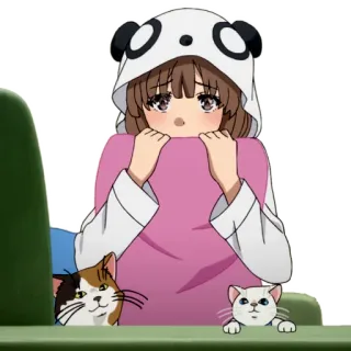 😔 80000bb3 anime, dziewczyna, bluza panda, koty telegram sticker