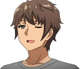 😉 a1b300aa Sakuta Azusagawa Rascal Does Not Dream of Bunny Girl Senpai Anime, Sakuta Azusagawa, Bunny Girl Senpai, Postać, Mruganie, Uśmiech, Wyraz twarzy telegram sticker
