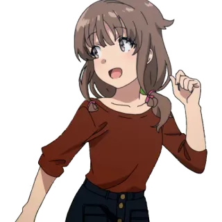 😄 a7f50588 Anime, Dziewczyna, Kreskówka, Postać, Kobieta, Brązowe włosy, Uśmiech telegram sticker