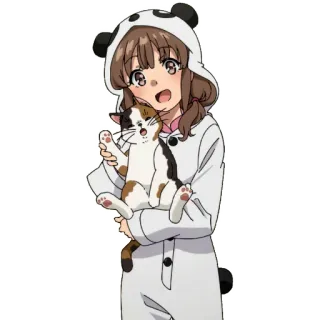 😀 c9384ec5 Anime, Dziewczyna, Panda, Kot, Słodkie, Kreskówka, Kawaii telegram sticker