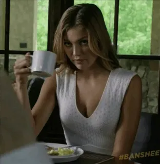 🥃 2d1a9b2e Banshee #BANSHEE série tv, femme, café, petit déjeuner whatsapp sticker