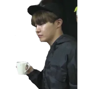 🙃 8bcc4708 J-Hope человек, мужчина, певец, с кружкой, kpop whatsapp sticker