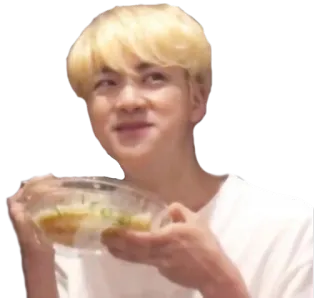 ☺️ e1d1c0c6 Jin Джин, BTS, еда, K-pop, Айдол whatsapp sticker