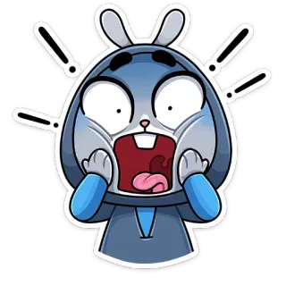 😱 704faaae conejo, dibujos animados, pegatina, sorpresa, impactado, miedo, lindo whatsapp sticker