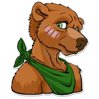 😳 0cd80b27 熊, 拟人, 动物, 毛茸茸, 头巾, 卡通 telegram sticker