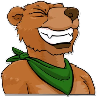 😁 7d75c3da 熊, 卡通, 动物, 快乐, 咧嘴笑, 头巾 telegram sticker