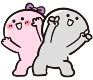 😉 6b038d64 dessin animé, kawaii, mignon, personnages, signe de paix telegram sticker