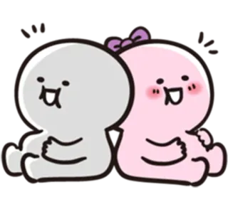 👻 7619c32d dessin animé, personnage, mignon, amitié, amour, joyeux, rose, couple telegram sticker
